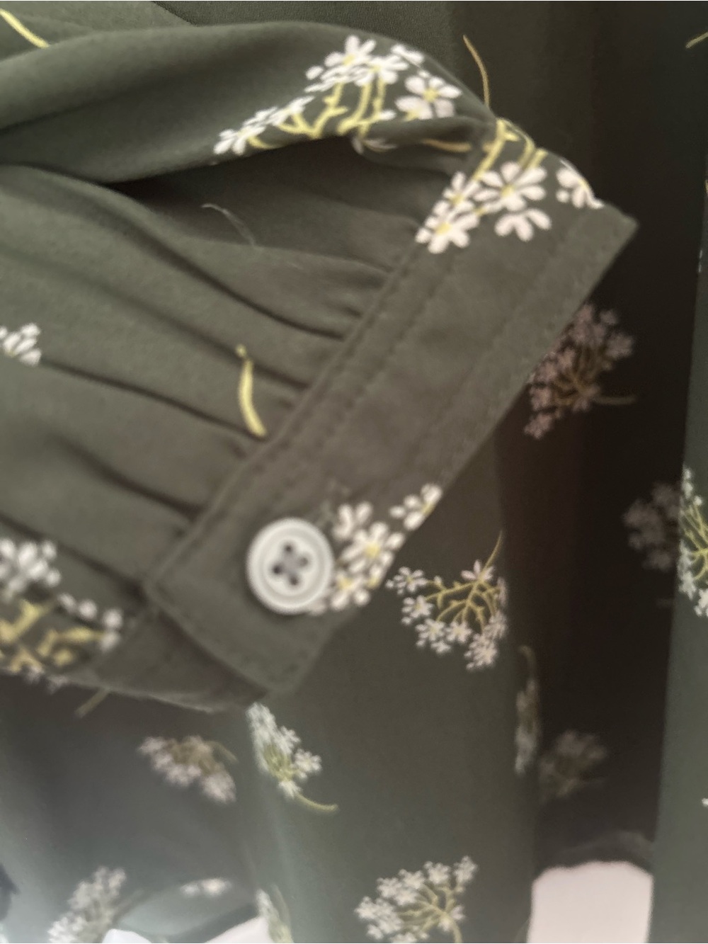 LOFT Olive Green Floral Long-Sleeve Blouse - Picture 6 of 11